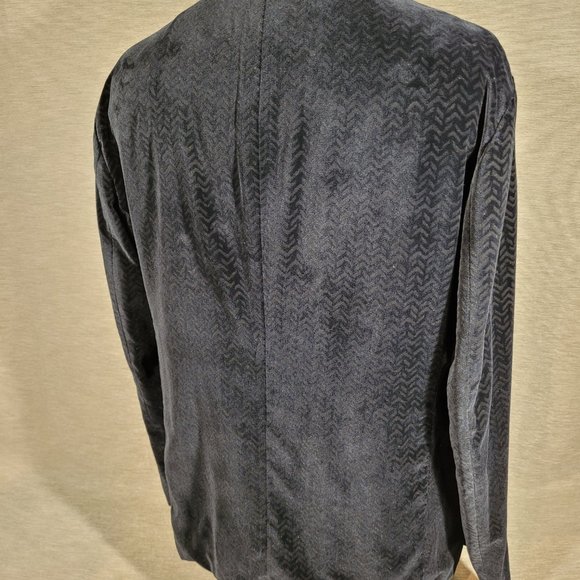 Giorgio Armani Midnight Blue Velvet Mandarin Collar Jacket, Size 44 - Picture 3 of 9